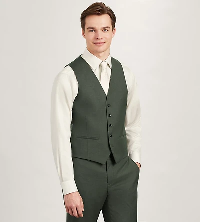 Olive Solid Suit Vest