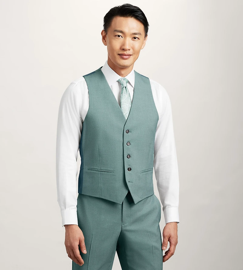 Teal Solid Suit Vest