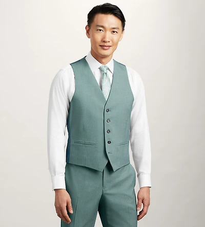 Teal Solid Suit Vest