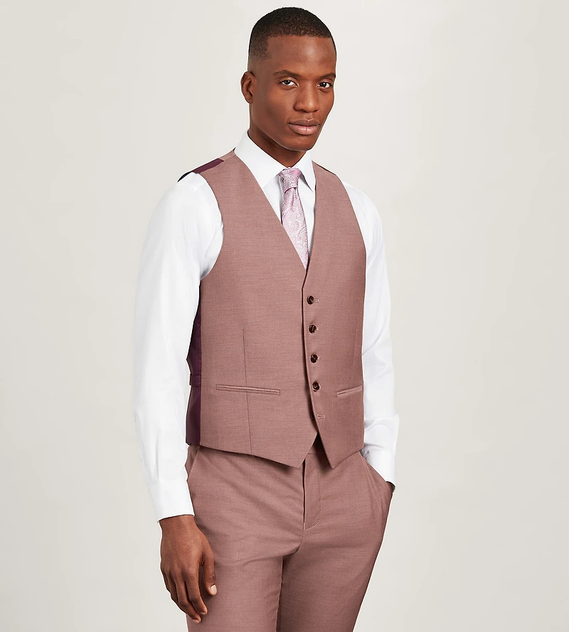 Dark Rose Solid Suit Vest
