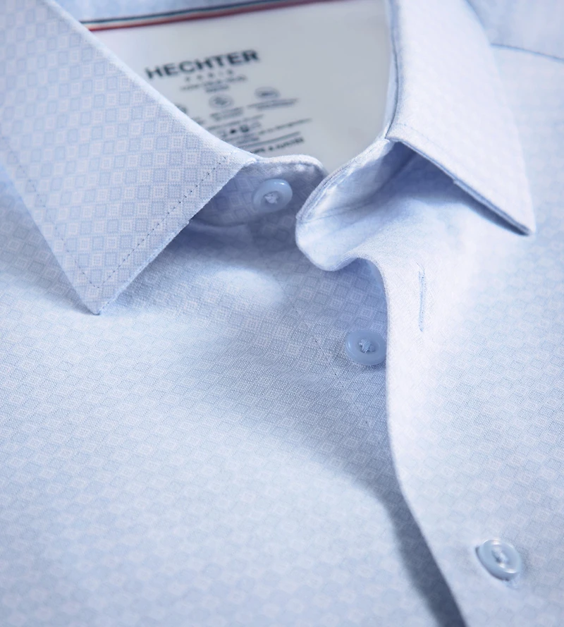 Slim Fit 360° Stretch Knit Non-Iron Soft Touch Geo Print Jersey Dress Shirt