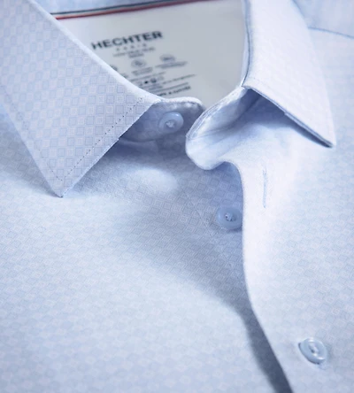 Slim Fit 360° Stretch Knit Non-Iron Soft Touch Geo Print Jersey Dress Shirt