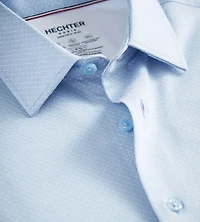 Slim Fit 360° Stretch Knit Non-Iron Soft Touch Short Sleeve Jacquard Dress Shirt