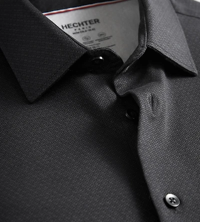 Slim Fit 360° Stretch Knit Non-Iron Soft Touch Short Sleeve Jacquard Dress Shirt