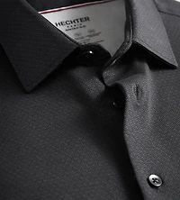 Slim Fit 360° Stretch Knit Non-Iron Soft Touch Short Sleeve Jacquard Dress Shirt