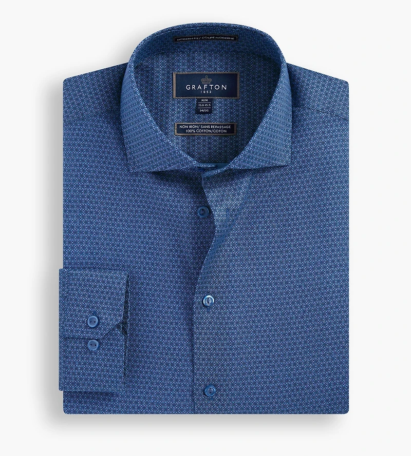 Modern Fit Geo Print Non-Iron Dress Shirt