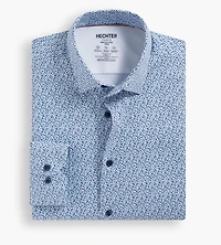Slim Fit 360° Stretch Soft Touch Leaf Print Jersey Dress Shirt