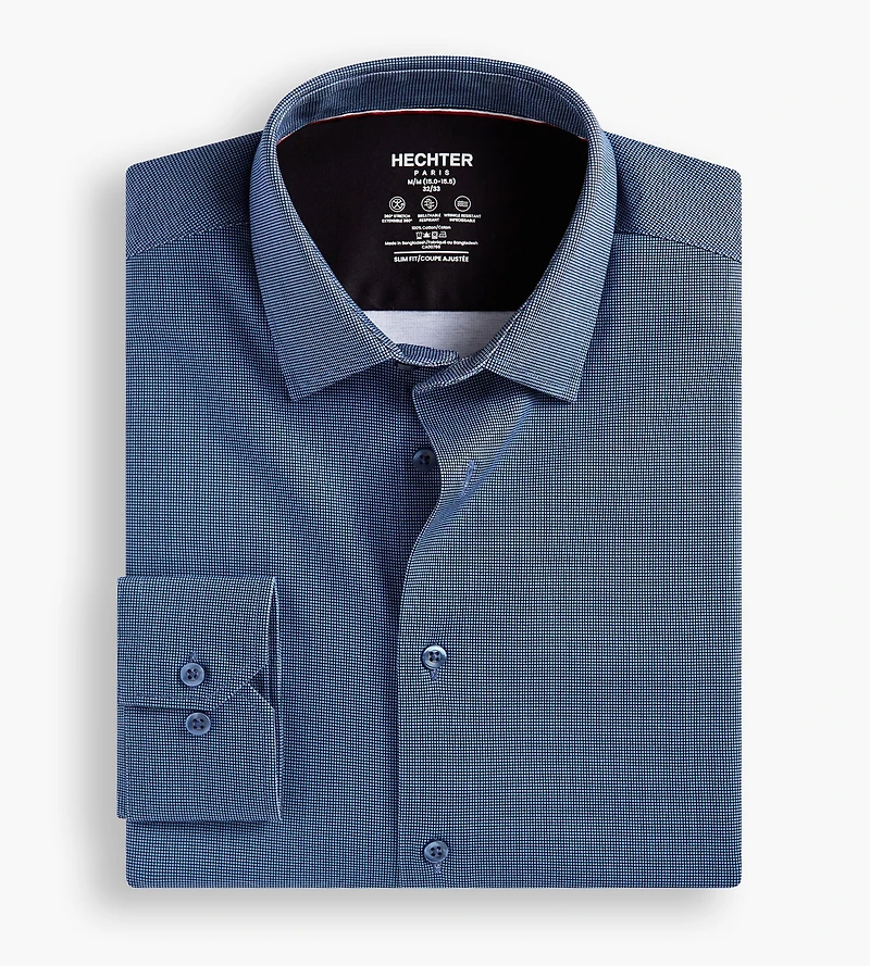 Slim Fit 360° Stretch Soft Touch Jacquard Print Jersey Dress Shirt