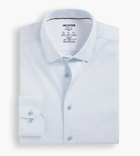 Slim Fit 360° Stretch Soft Touch Geo Print Jersey Dress Shirt