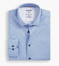 Slim Fit 360° Stretch Soft Touch Geo Print Jersey Dress Shirt