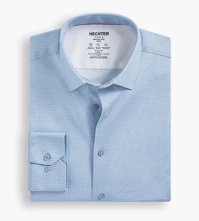 Slim Fit 360° Stretch Soft Touch Geo Print Jersey Dress Shirt