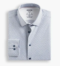 Slim Fit 360 Stretch Knit Non-Iron Soft Touch Geo Print Jersey Dress Shirt