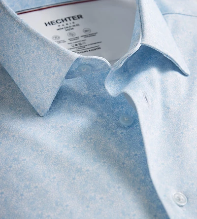 Slim Fit 360° Stretch Knit Non-Iron Soft Touch Floral Print Jersey Dress Shirt