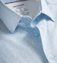 Slim Fit 360° Stretch Knit Non-Iron Soft Touch Floral Print Jersey Dress Shirt