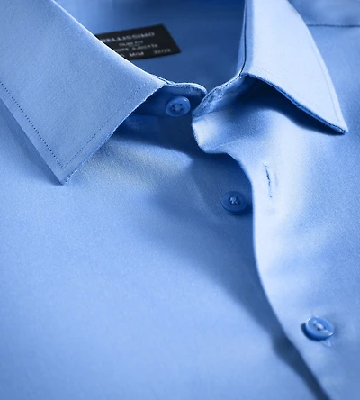 Chemise habillée sans repassage en satin de coton coupe slim