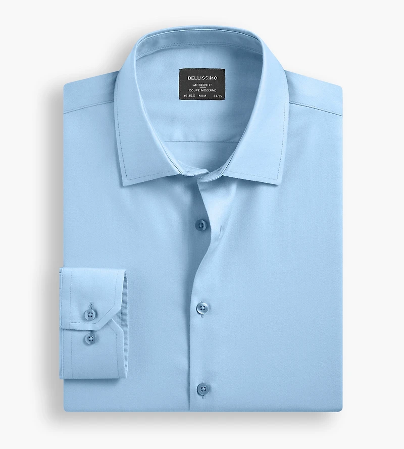 Chemise habillée en satinette sans repassage coupe moderne