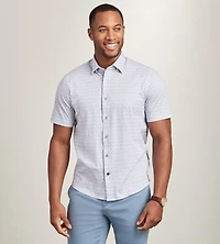 Modern Fit Short Sleeve Textured Pattern 360 Stretch Sport Shirts