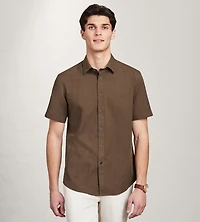 Modern Fit Short Sleeve Linen Like Solid Casual Shirt