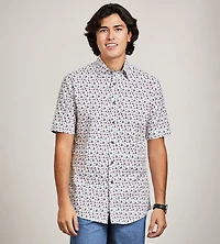 Modern Fit Short Sleeve Soft Touch Stretch Boat Print Casual Shirt