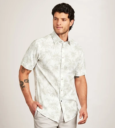 Short Sleeve Textured Linen Like Casual Shirt