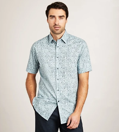 Short Sleeve Textured Linen Like Casual Shirt