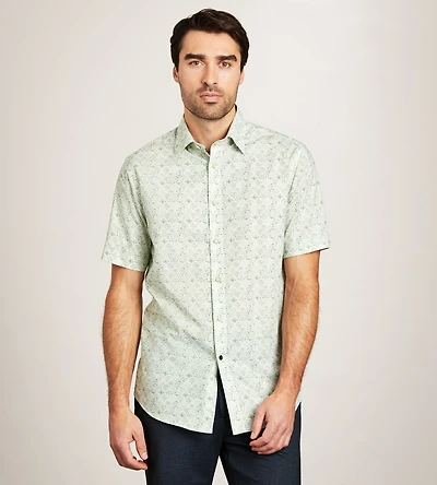 Short Sleeve Textured Linen Like Casual Shirt