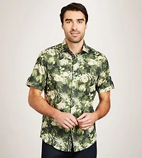 Chemise décontractée à manches courtes et imprimé tropical