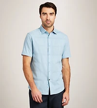 Short Sleeve Stretch Seersucker Casual Shirt