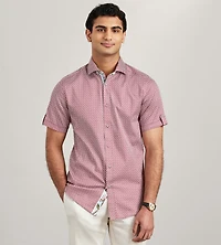 Modern Fit Short Sleeve Geo Pattern Sport Shirt