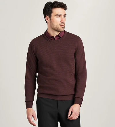 Long Sleeve  Cotton Merino Blend Crew Neck Sweater