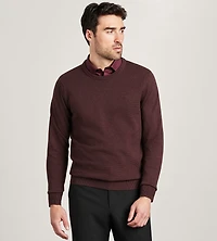 Long Sleeve  Cotton Merino Blend Crew Neck Sweater