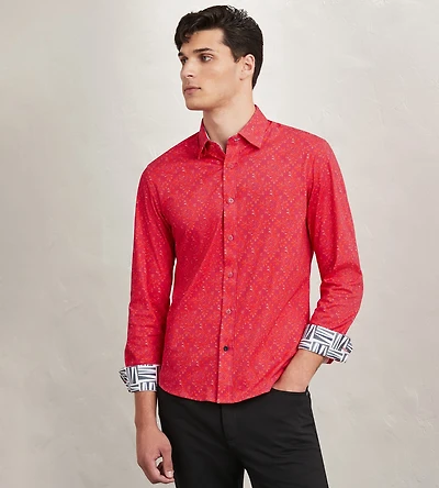 Modern Fit Long Sleeve Floral Pattern 360 Stretch Sport Shirts