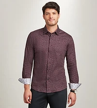 Long Sleeve 360 Stretch Botanical Print Casual Shirt