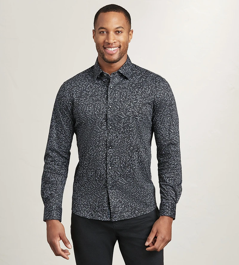 Long Sleeve 360 Stretch Botanical Print Casual Shirt