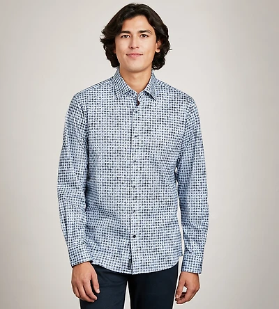 Long Sleeve Water Colour Pattern 360 Stretch Casual Shirt