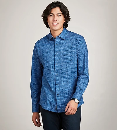 Long Sleeve Water Colour Pattern 360 Stretch Casual Shirt