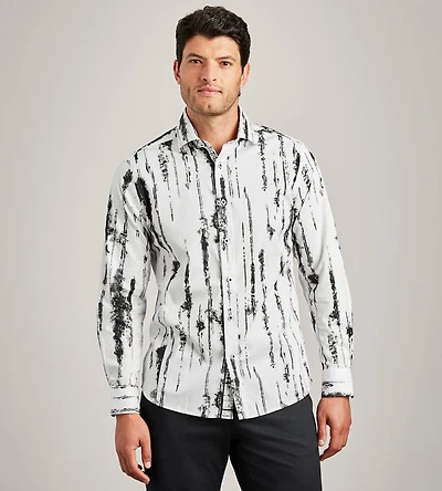 Modern Fit Long Sleeve Textured Stretch Casual Shirt