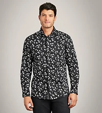 Modern Fit Long Sleeve Textured Stretch Casual Shirt