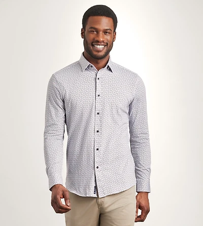 Chemise décontractée à manches longues motif géométrique extensible 360