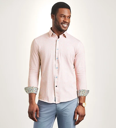 Long Sleeve Geo Pattern 360 Stretch Casual Shirt