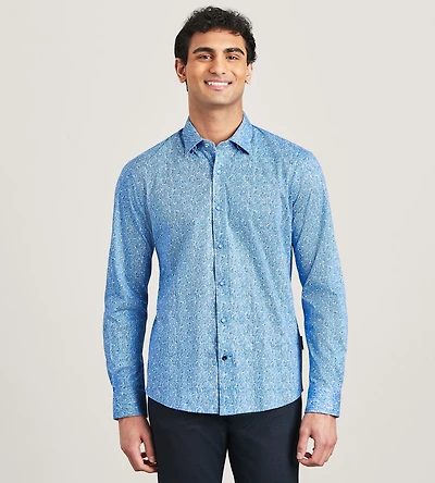 Long Sleeve 360 Stretch Floral Print Casual Shirt