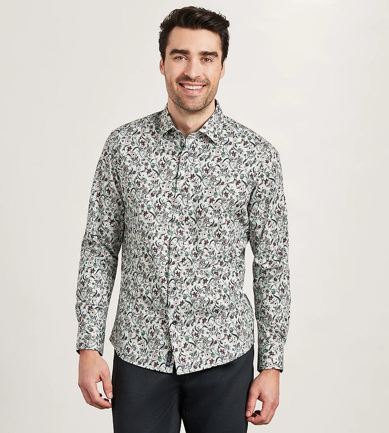 Long Sleeve 360 Stretch Floral Print Sport Shirt