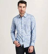 Long Sleeve 360 Stretch Geo Print Casual Shirt