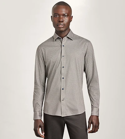 Long Sleeve 360 Stretch Geo Print Sport Shirt