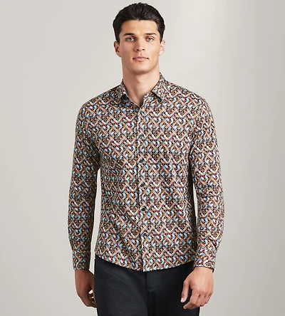 Long Sleeve 360 Stretch Printed Casual Shirt