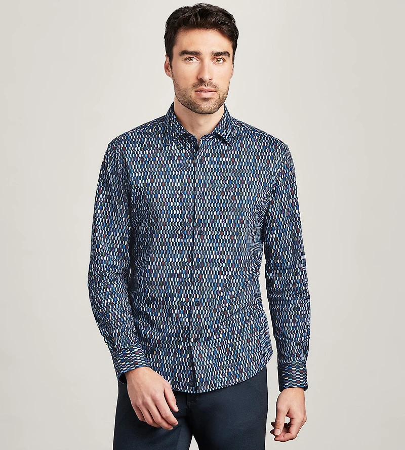 Long Sleeve 360 Stretch Printed Casual Shirt