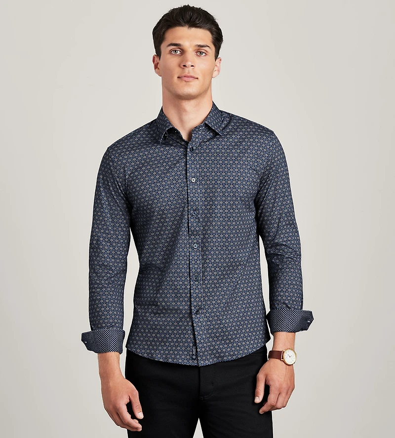 Long Sleeve 360 Stretch Printed Casual Shirt