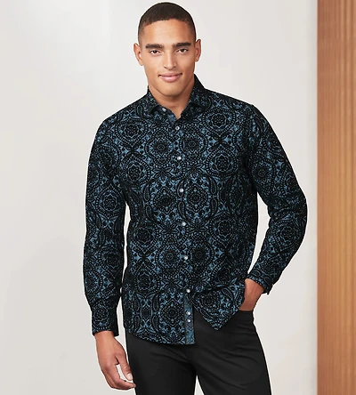 Long Sleeve Flocking Casual Shirt
