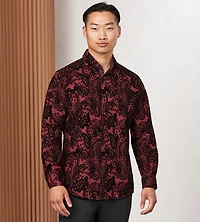 Long Sleeve Flocking Casual Shirt