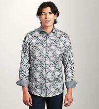 Long Sleeve Geo Print Casual Shirt